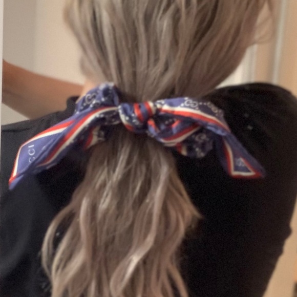 Large Satin Blue Scrunchie - Picture 5 of 5